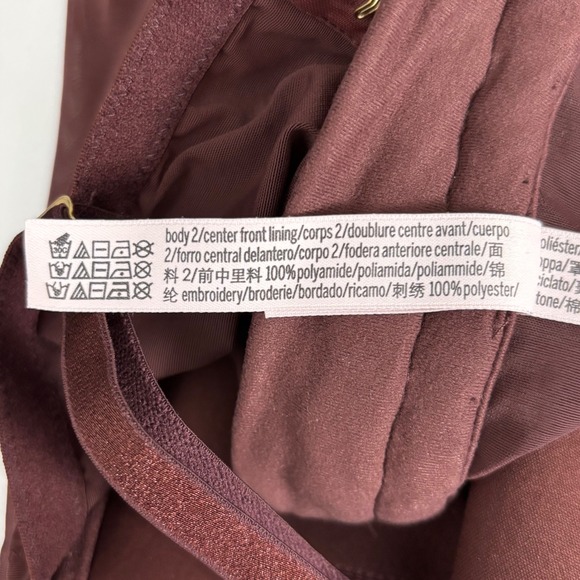 VICTORIAS SECRET Bodysuit Brown Icon Logo w/ Faux Leather Underwire Teddy Medium - Picture 9 of 9